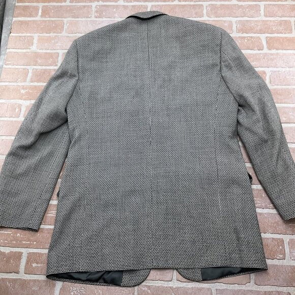 Cruppo Bachrach Blazer Men 42L Black White Check Classic Career Wool Jacket VTG - Picture 9 of 14